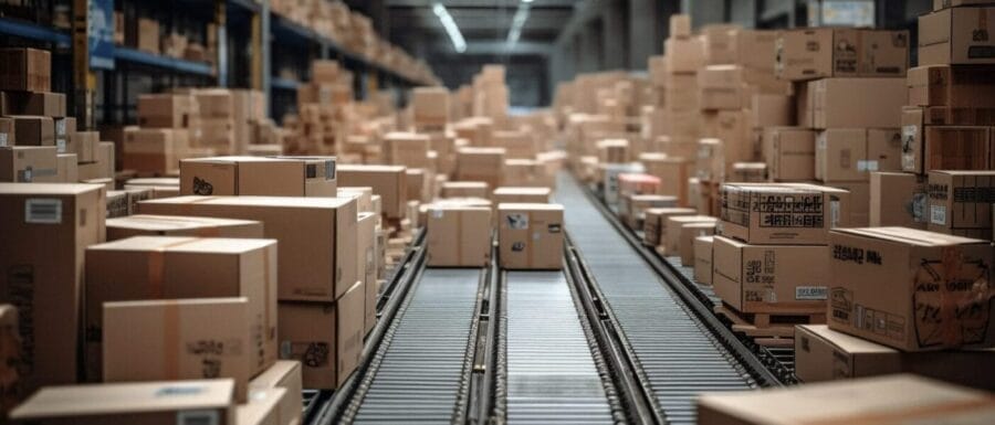 E-commerce opslag magazijnen dozen